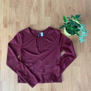 Peek-a-boo maroon shirt